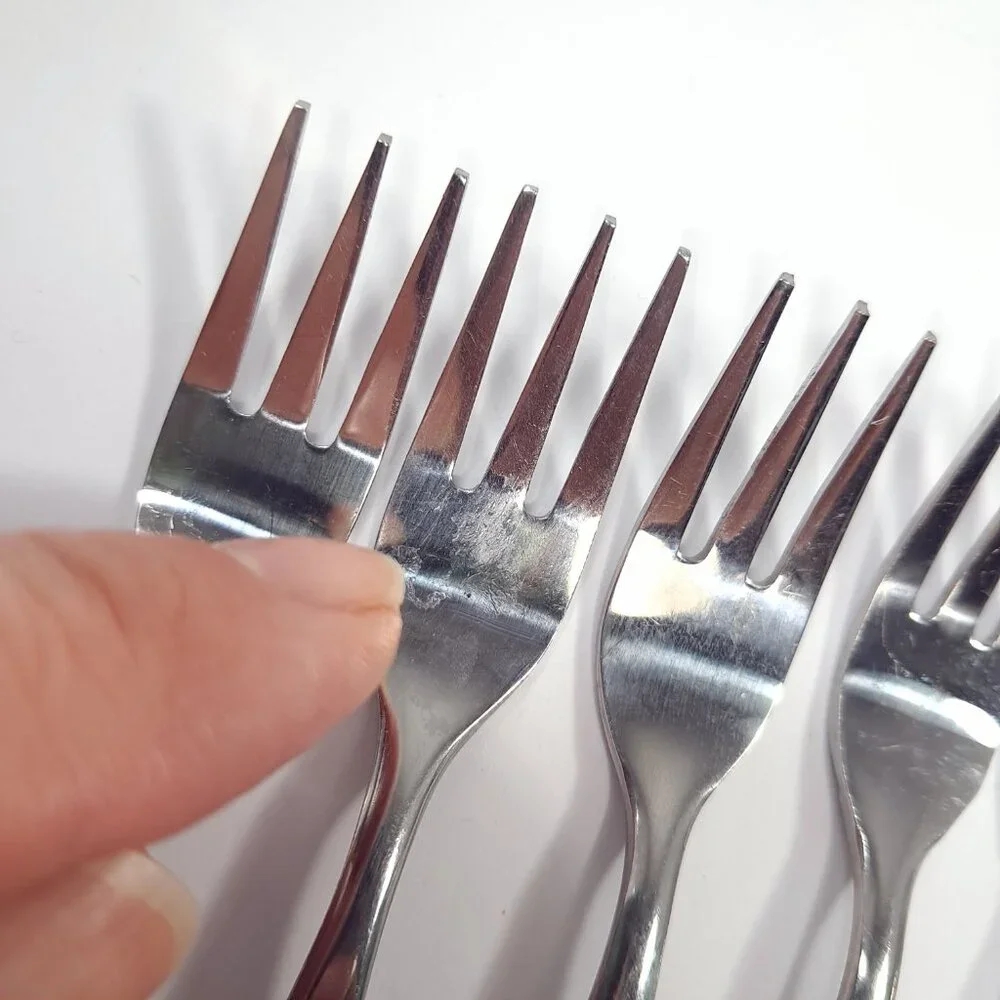 Vintage Sunshine bamboo stainless Korea Cocktail seafood forks set‎ 6 canapes